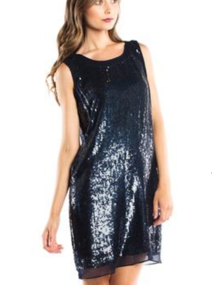 New Shoshanna navy sequin dress